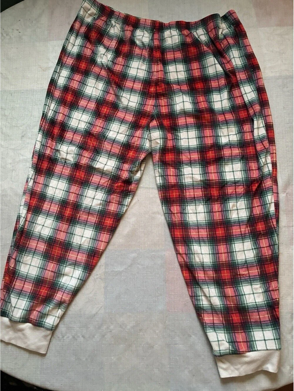 Cuddl Duds Men’s XXL Plaid Fleece PajamaPants RedGreen -0003